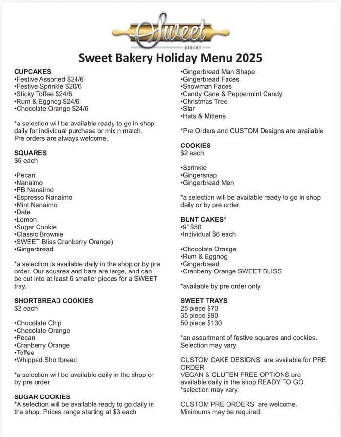 🌲 Holiday Menu 🌲