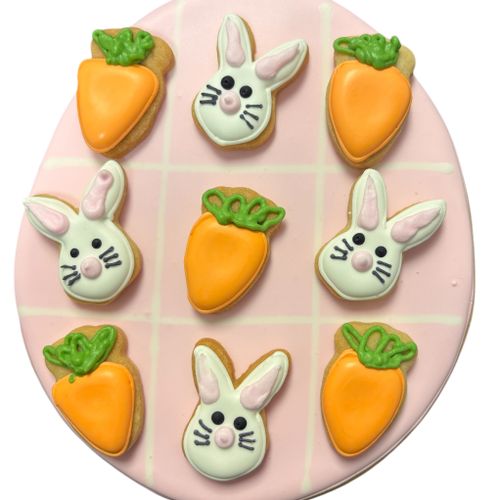🐣 EASTER PINK TIC TAC TOE SUGAR  COOKIE SET