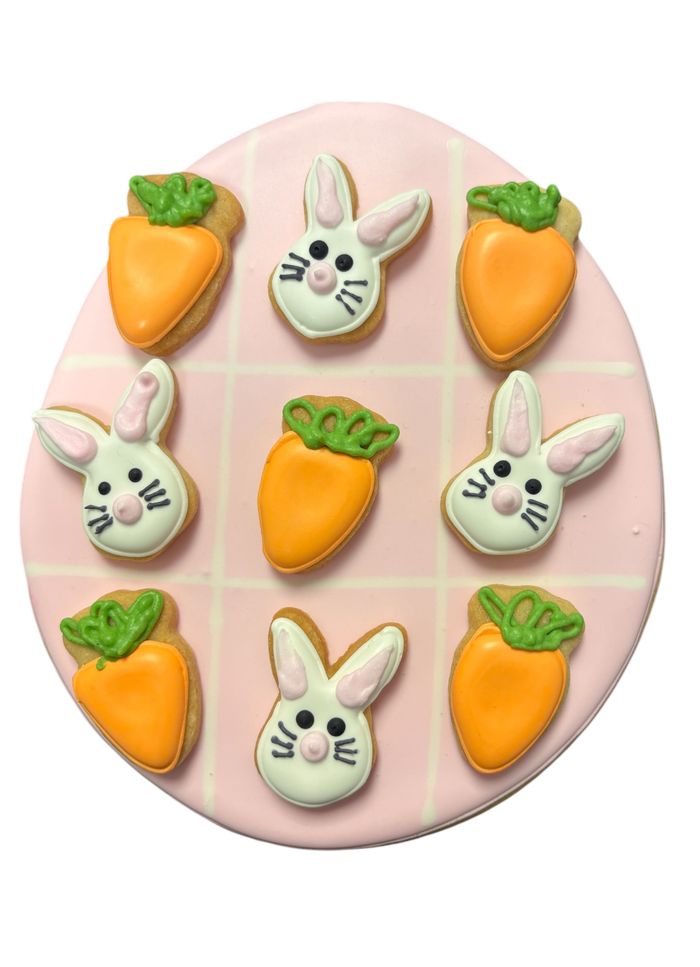 🐣 EASTER PINK TIC TAC TOE SUGAR  COOKIE SET