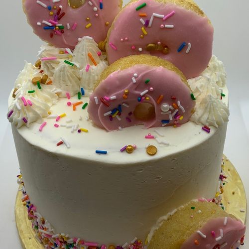 Donut Worry Be Happy Cake 6-Inch Double Layer (serves 12-15)
