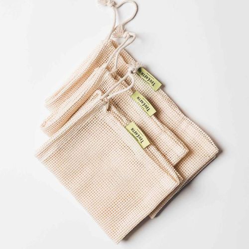 100% Organic Cotton Mesh Produce Bags | Set of 6 (3M, 3L)