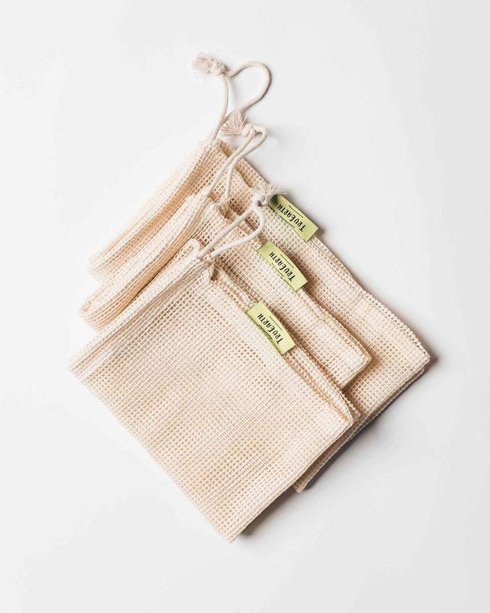 100% Organic Cotton Mesh Produce Bags | Set of 6 (3M, 3L)